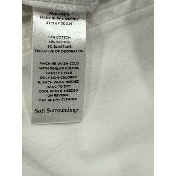 NWT Soft Surroundings Womens Size 8P Wide Leg Cropped Jeans w/ Lace Hem White - Picture 9 of 10